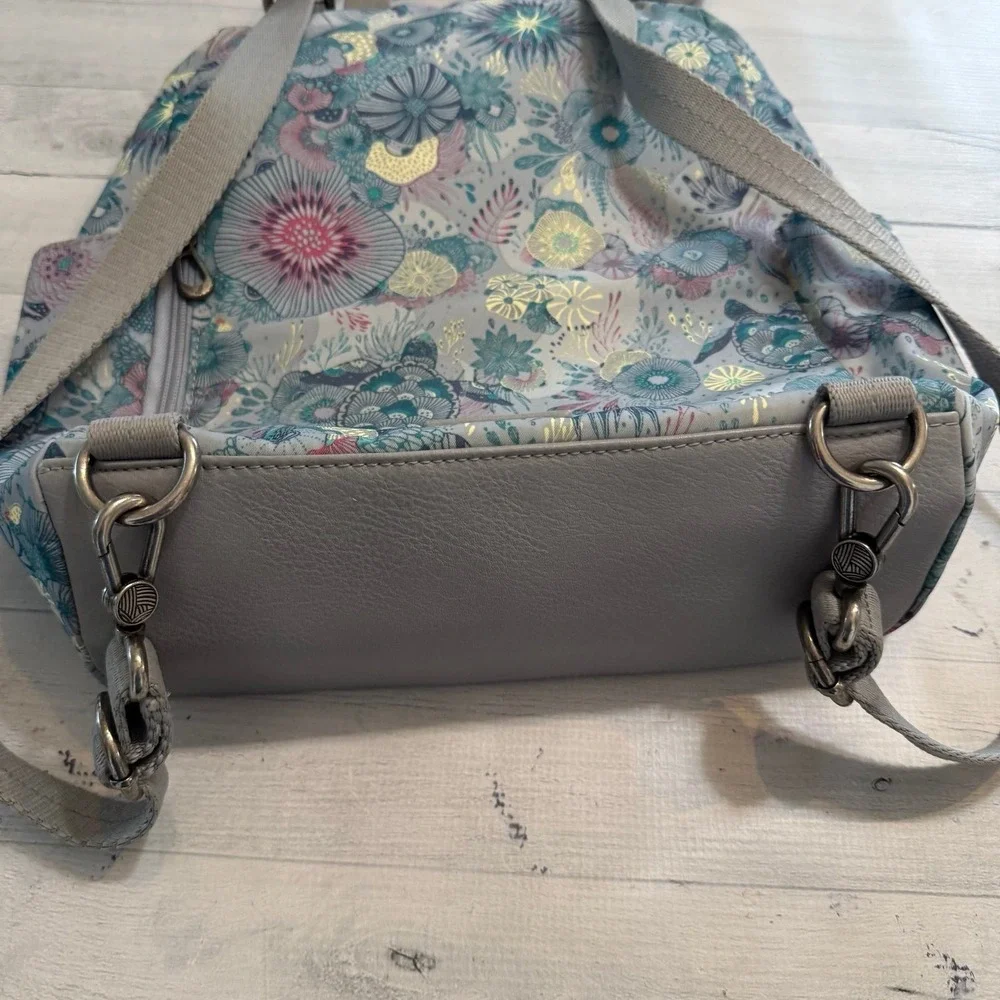 Sakroots Womens Loyola Convertible‎ Backpack in Eco-Twill purple teal turtle - Picture 6 of 12